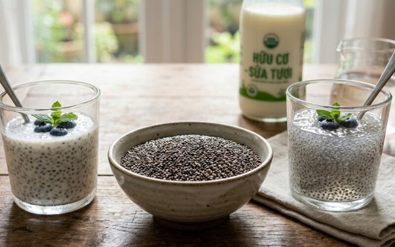 Ngâm hạt chia trong nước hay trong sữa tốt hơn?