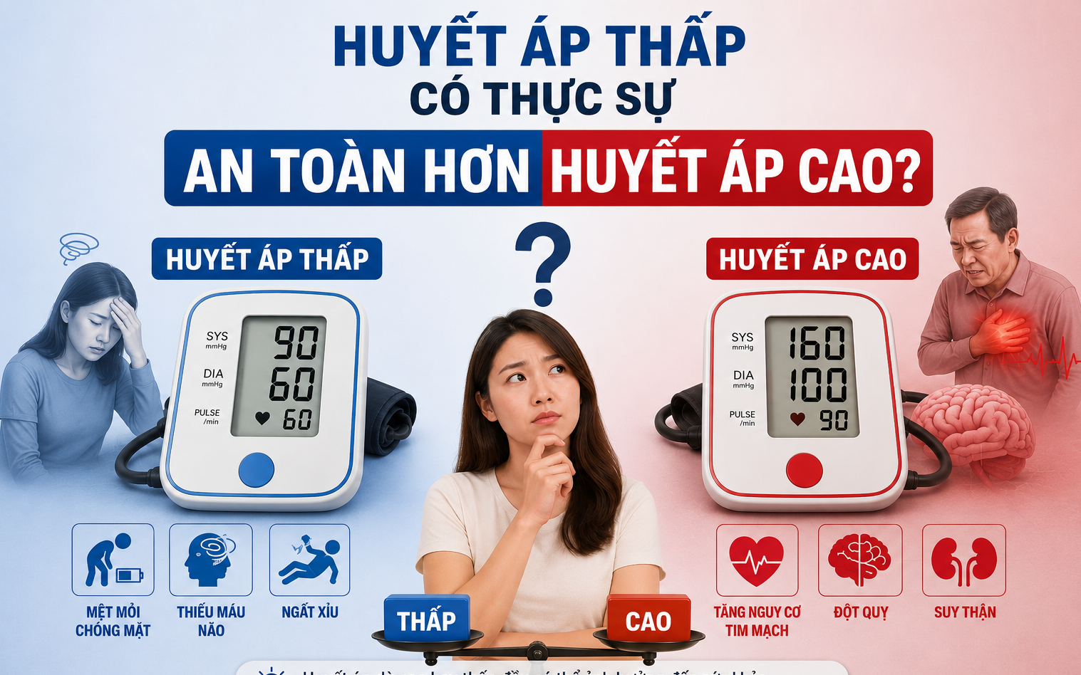 Huyết áp thấp có thực sự an toàn hơn huyết áp cao?