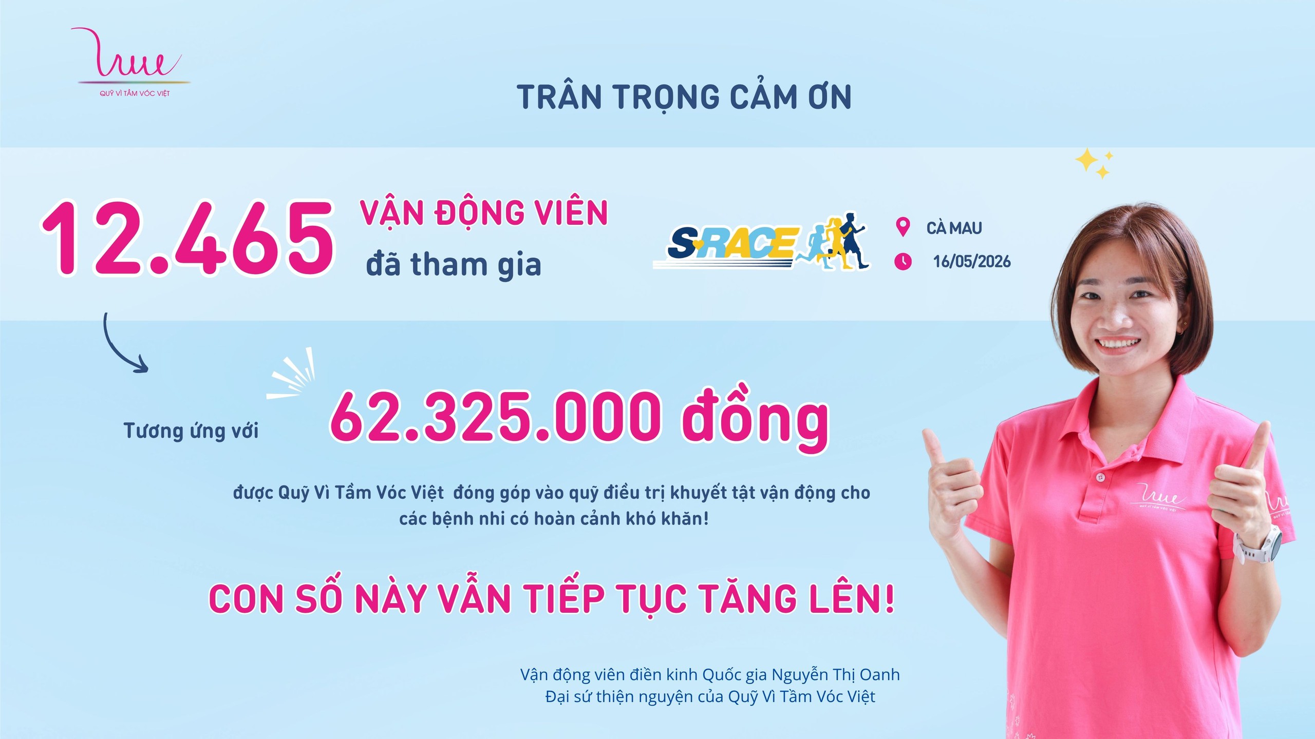 van-dong-vien-nguyen-thi-oanh-dai-su-thien-nguyen-177907572955741588752 12.465 vận động viên tham gia S-Race Cà Mau, lan tỏa tinh thần 'Vì tầm vóc Việt'- Ảnh 3.
