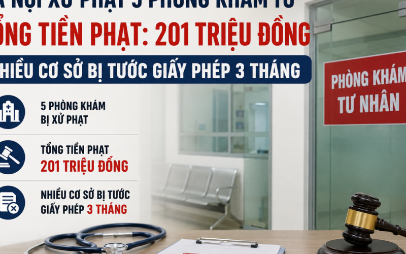 5 phòng khám tư ở Hà Nội bị xử phạt, nhiều cơ sở bị tước giấy phép 3 tháng
